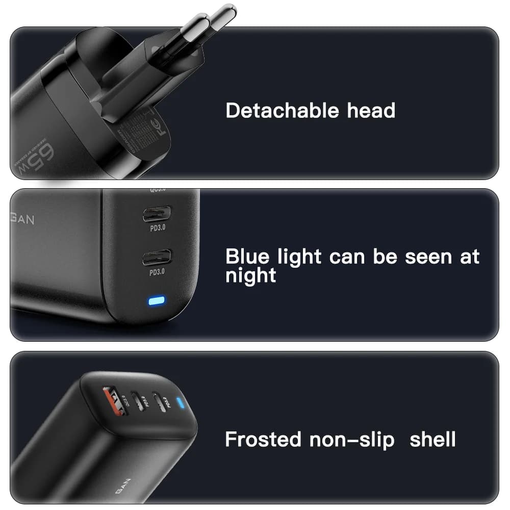 מטען נייד GaN USB-C 65W, PPS