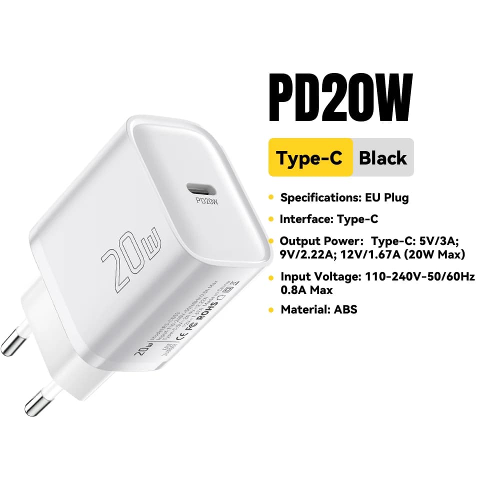 מטען קיר מיני USB-C PD 20W