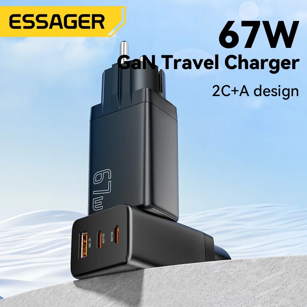 מטען GaN USB Type-C עם אפשרויות תקע EU/KR
