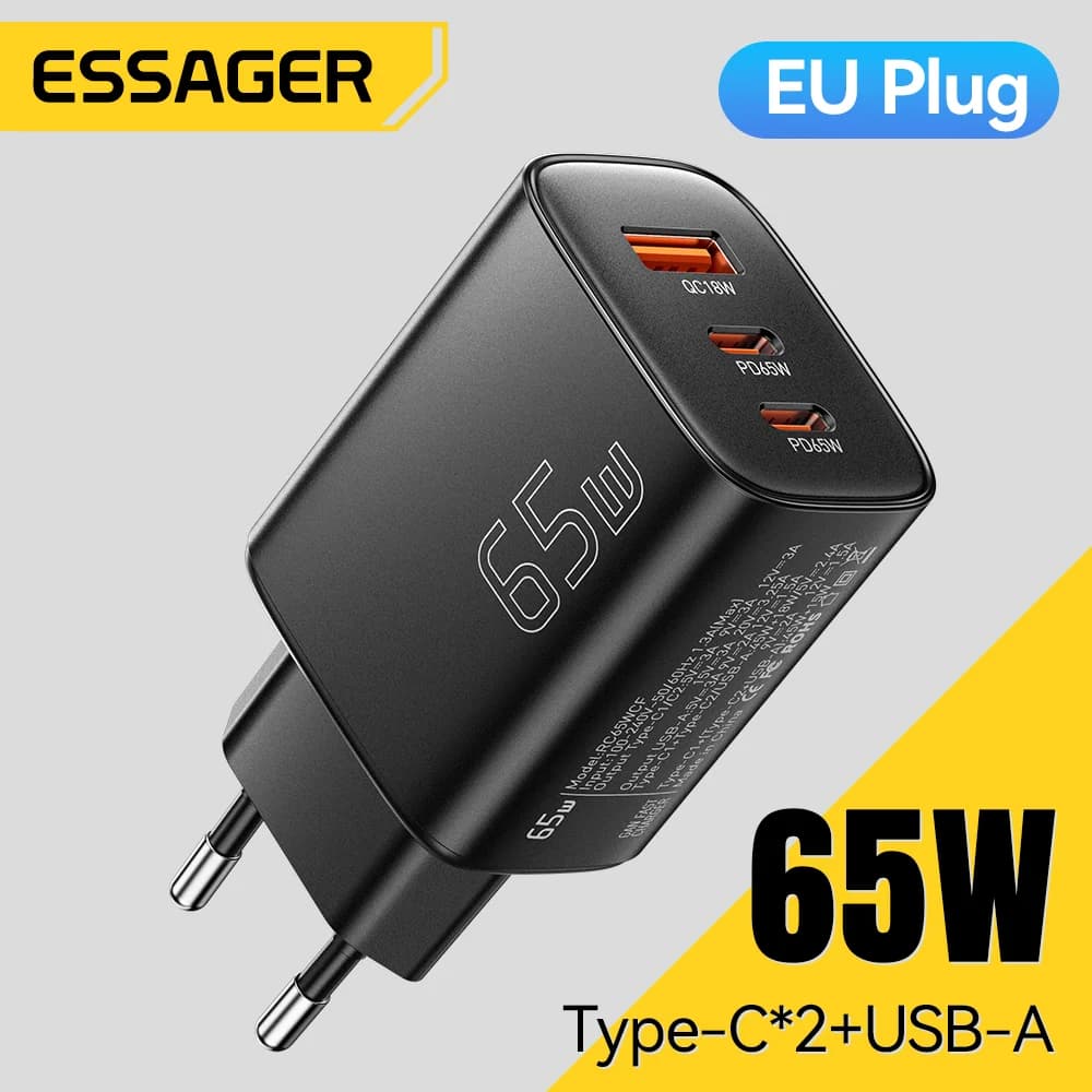 מטען GaN 65W USB-C עם Quick Charge 4.0