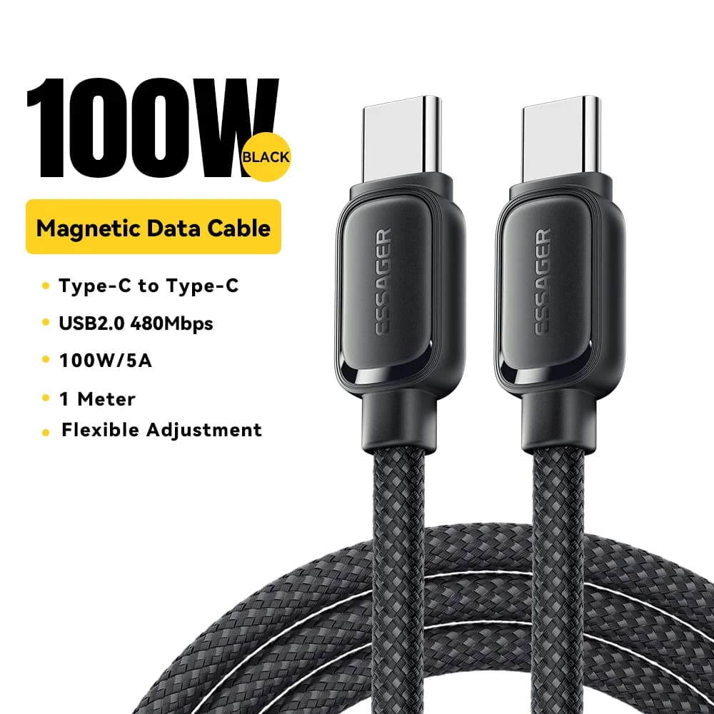 כבל USB-C ל-USB-C מגנטי נשלף 100W