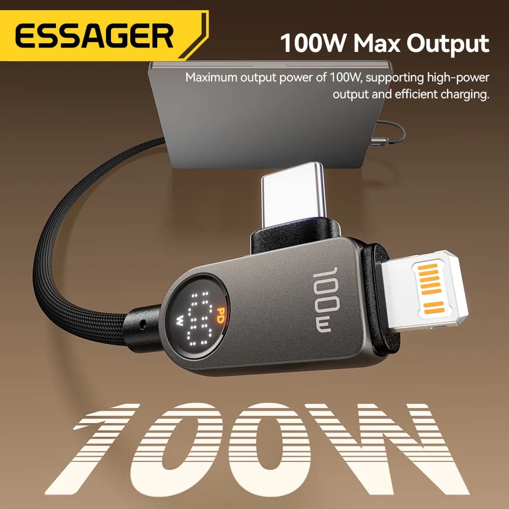 כבל 2-ב-1 מ-USB-C ל-Lightning, 100W PD