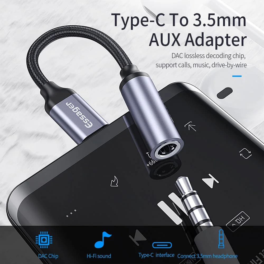 מתאם שמע USB-C ל-3.5mm לאוזניות