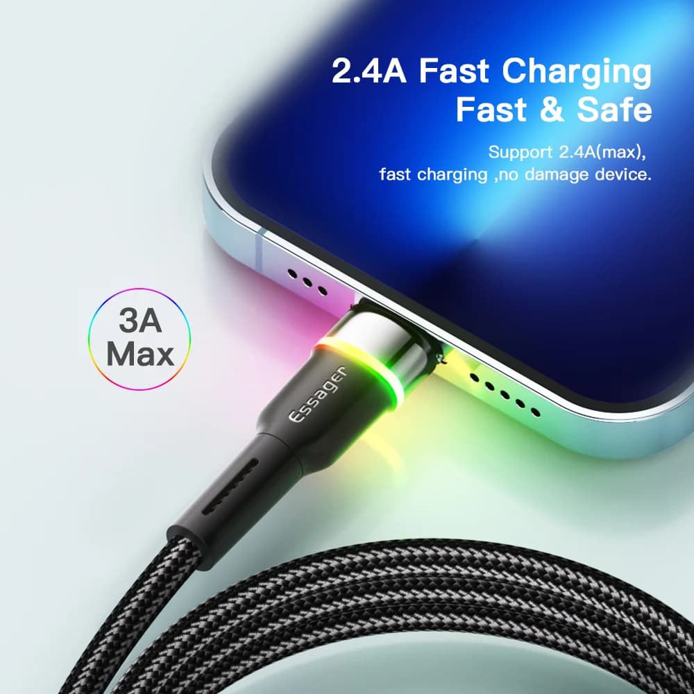 כבל נתונים וטעינה מהירה LED USB לאייפון