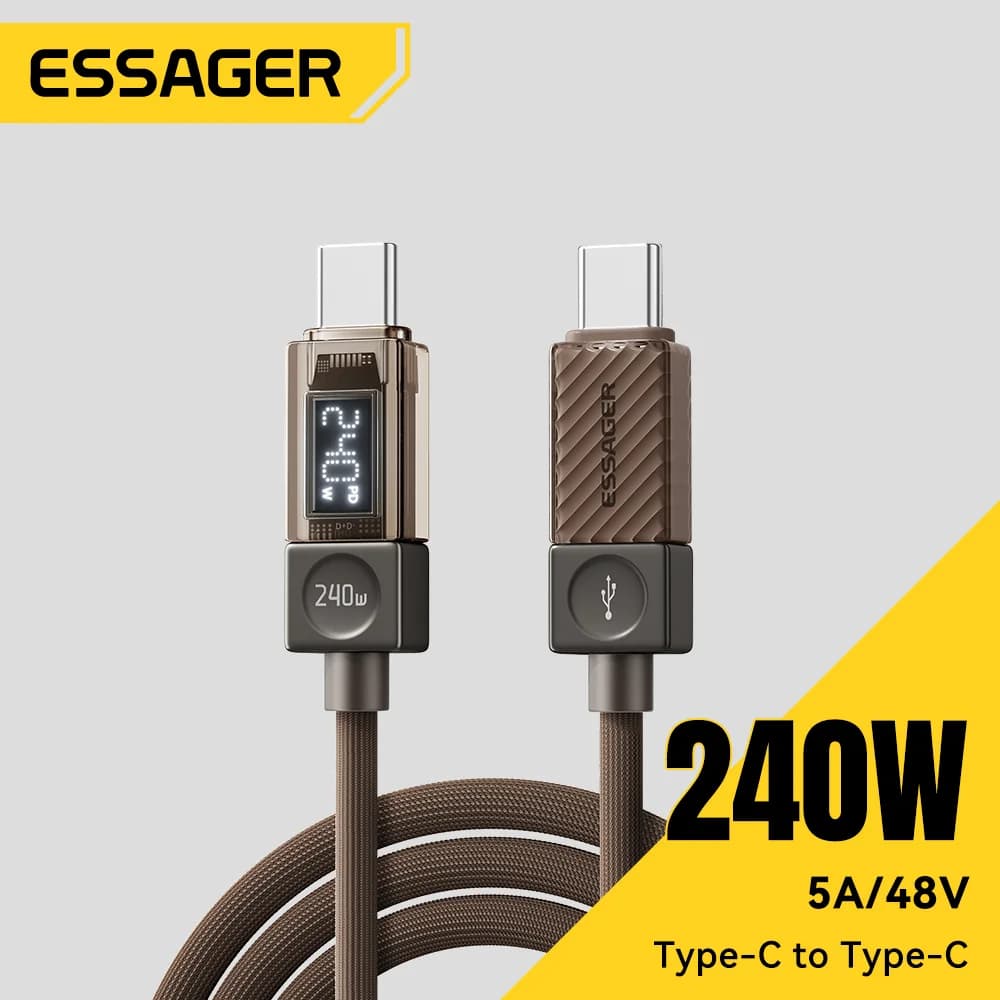 כבל USB-C 240W עם תצוגת LED ותמיכה ב-PD 3.1 (100W)