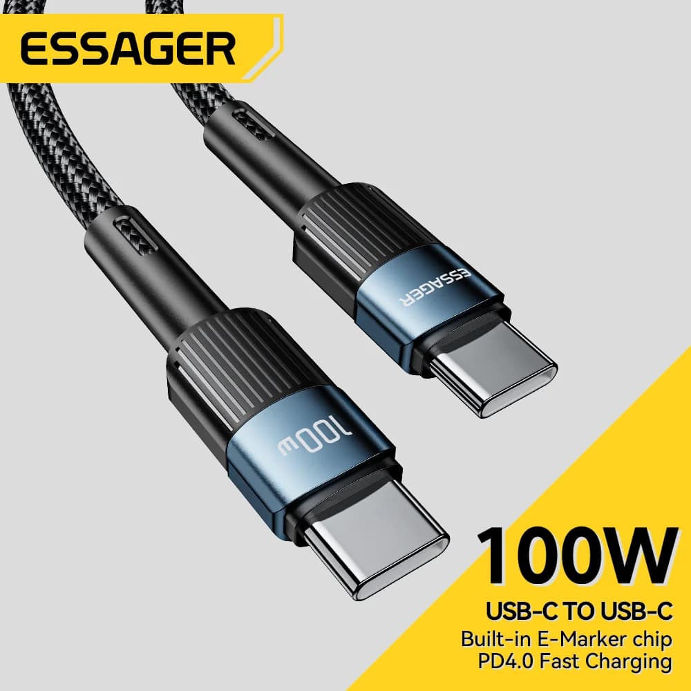 כבל טעינה מהירה USB-C ל-USB-C 100W אורך 3 מ'