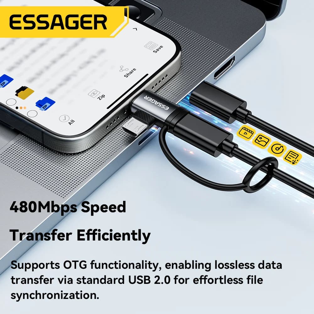 מתאם 2-ב-1 Lightning ו-Micro USB