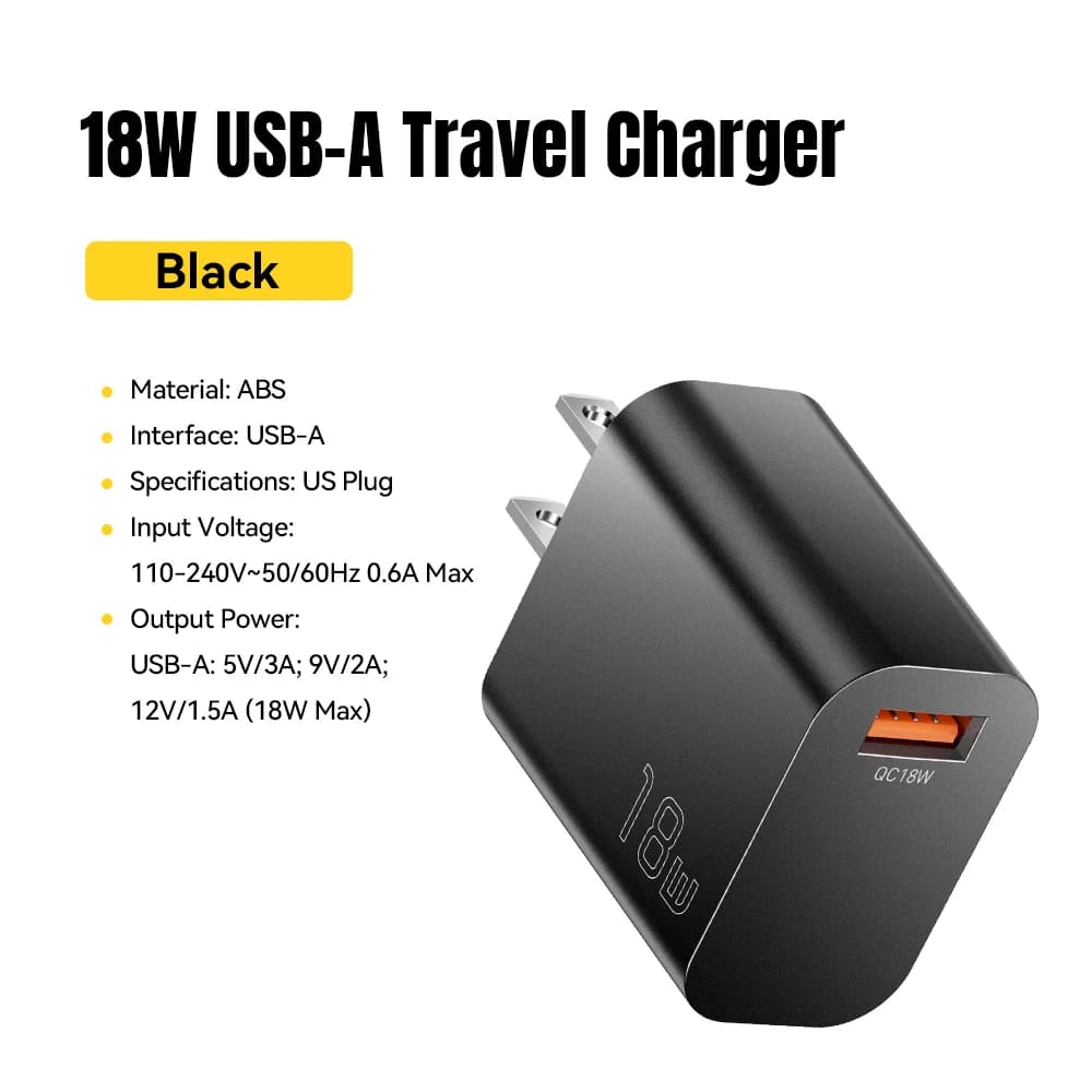 מטען קיר מהיר USB-A QC 3.0 בהספק 18W