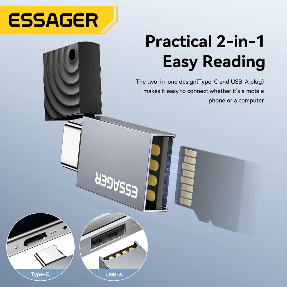 קורא כרטיסים 2 ב-1 USB-C ו-USB 2.0