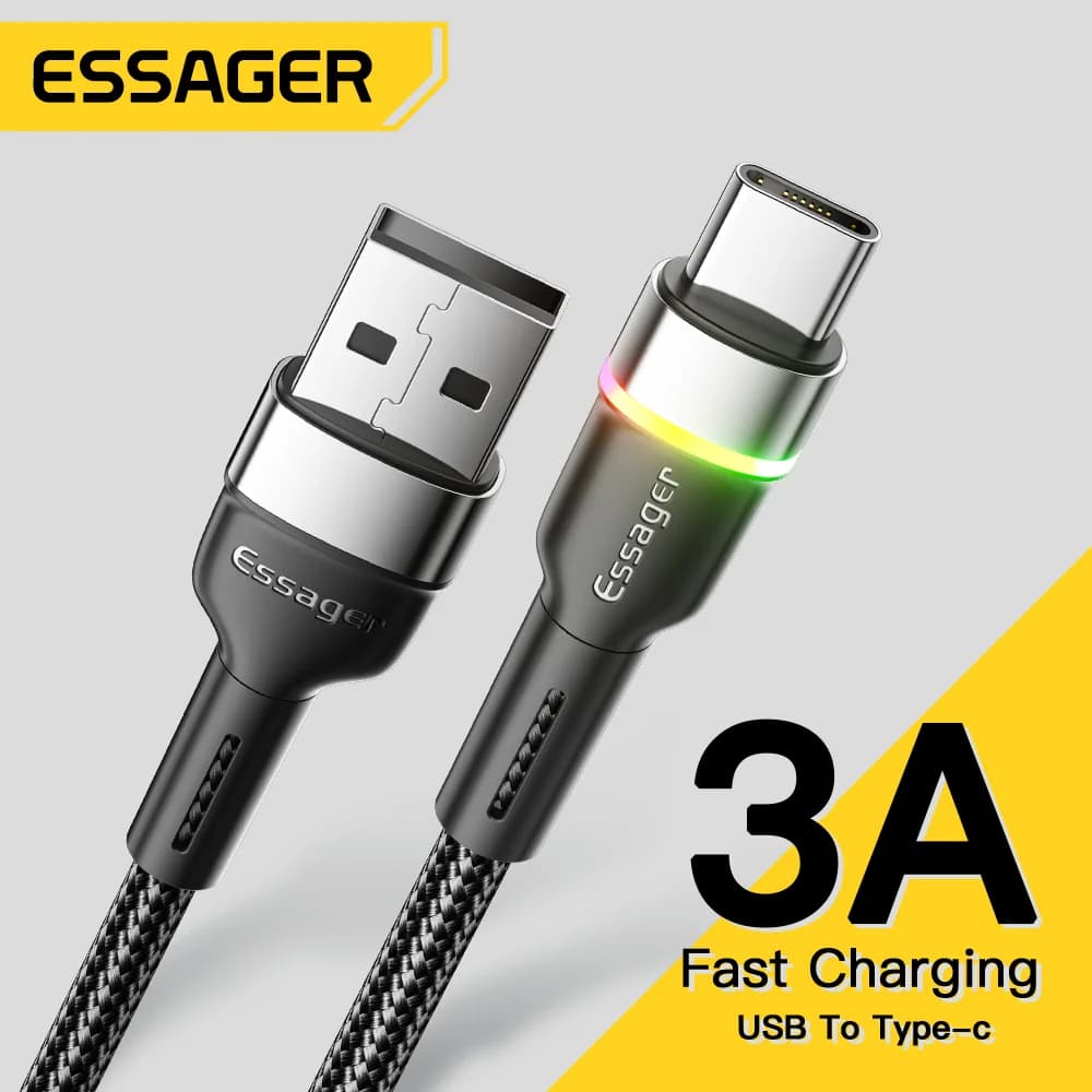 כבל טעינה מהירה והעברת נתונים USB-A ל-USB-C, 3A
