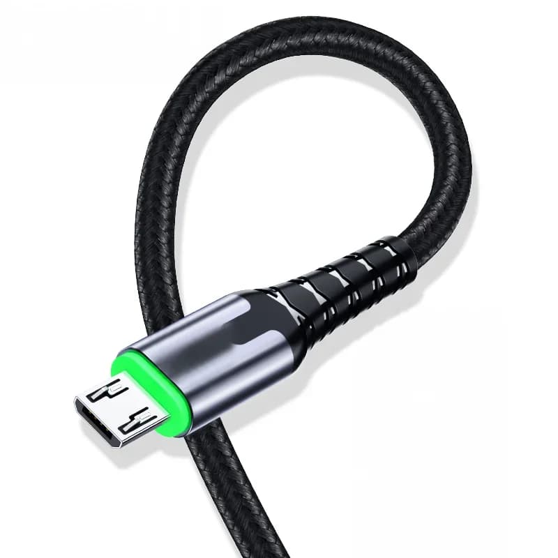 כבל טעינה מהירה מיקרו USB עם נורית LED, 2M/3M