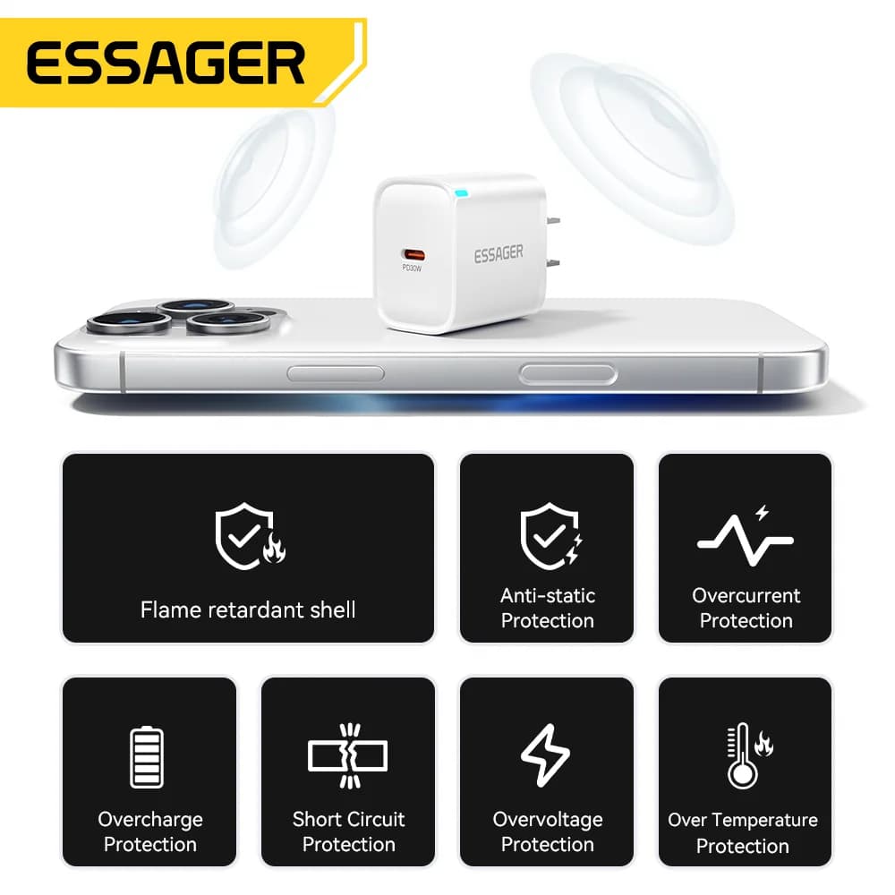 מטען מיני USB-C 30W עם כבל Lightning