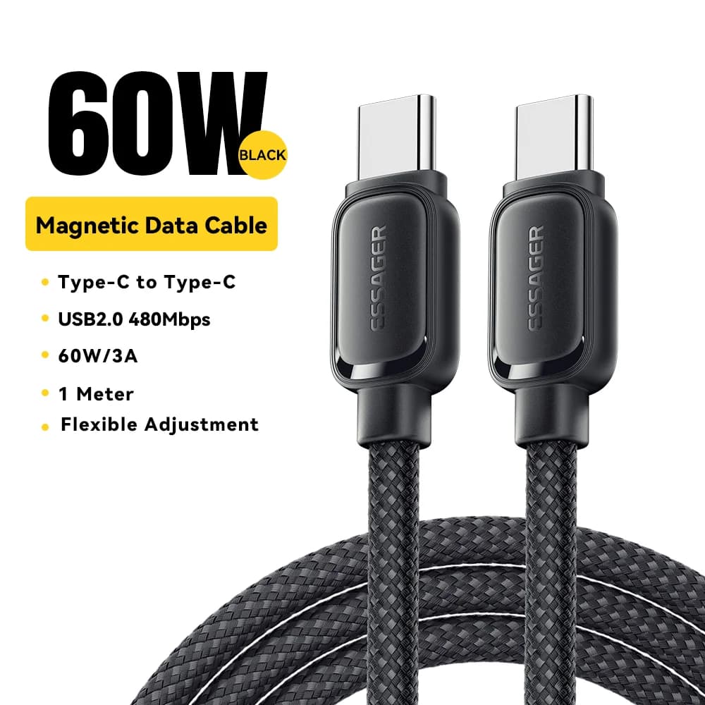 כבל USB-C ל-USB-C מגנטי נשלף 100W