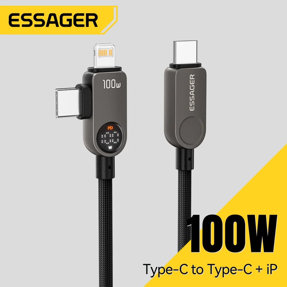 כבל 2-ב-1 מ-USB-C ל-Lightning, 100W PD