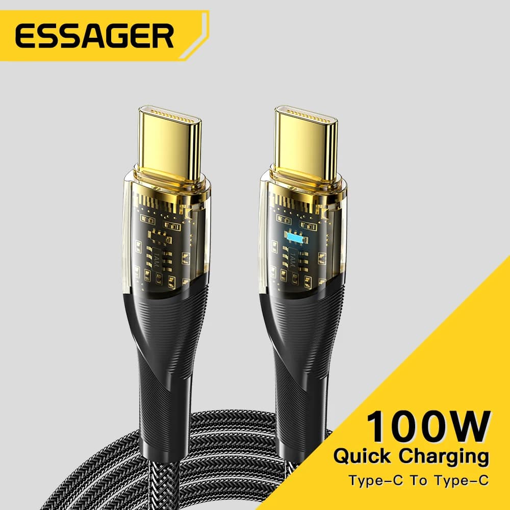 כבל טעינה מהירה PD 100W USB-C ל-USB-C