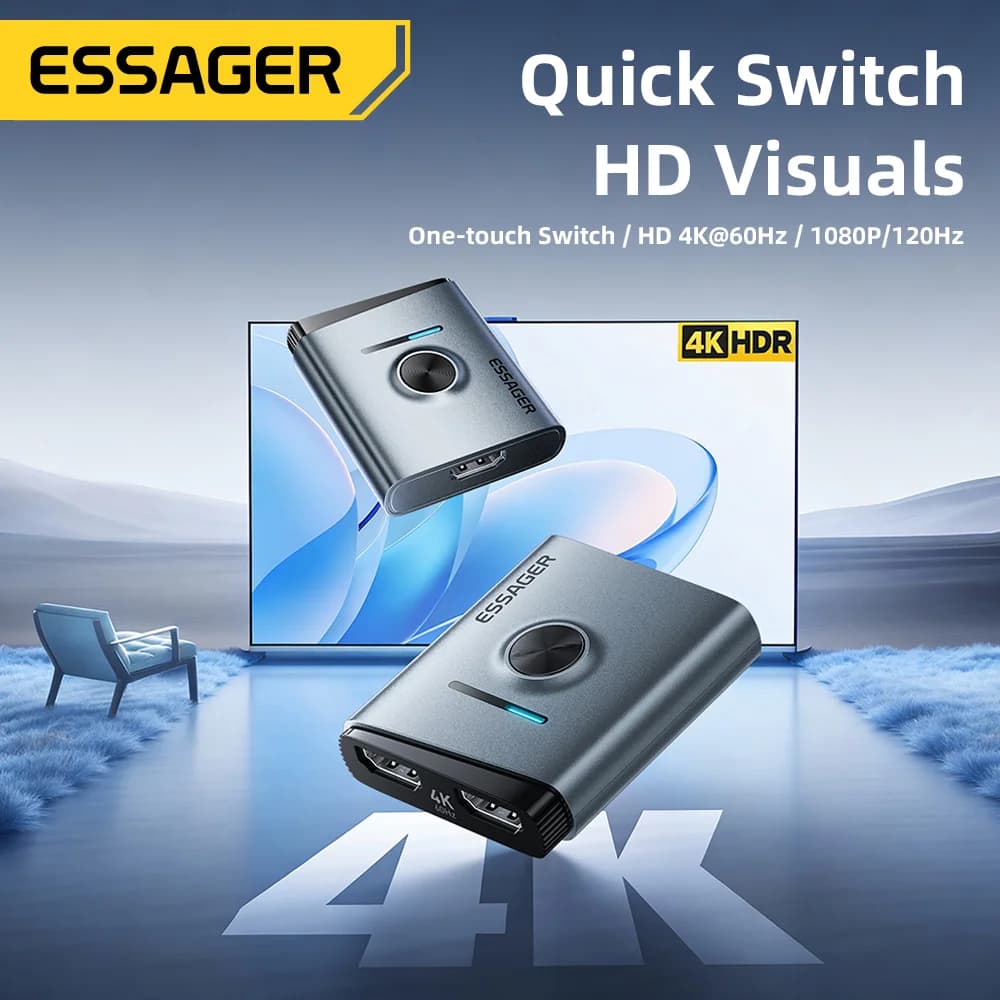מפצל וממתג HDMI 4K 60Hz 2-ב-1