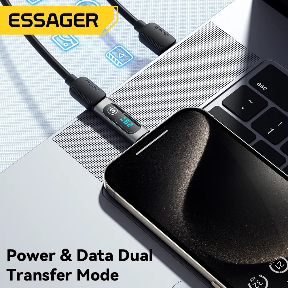 מתאם OTG מ-USB-C ל-USB-C עם תצוגה דיגיטלית