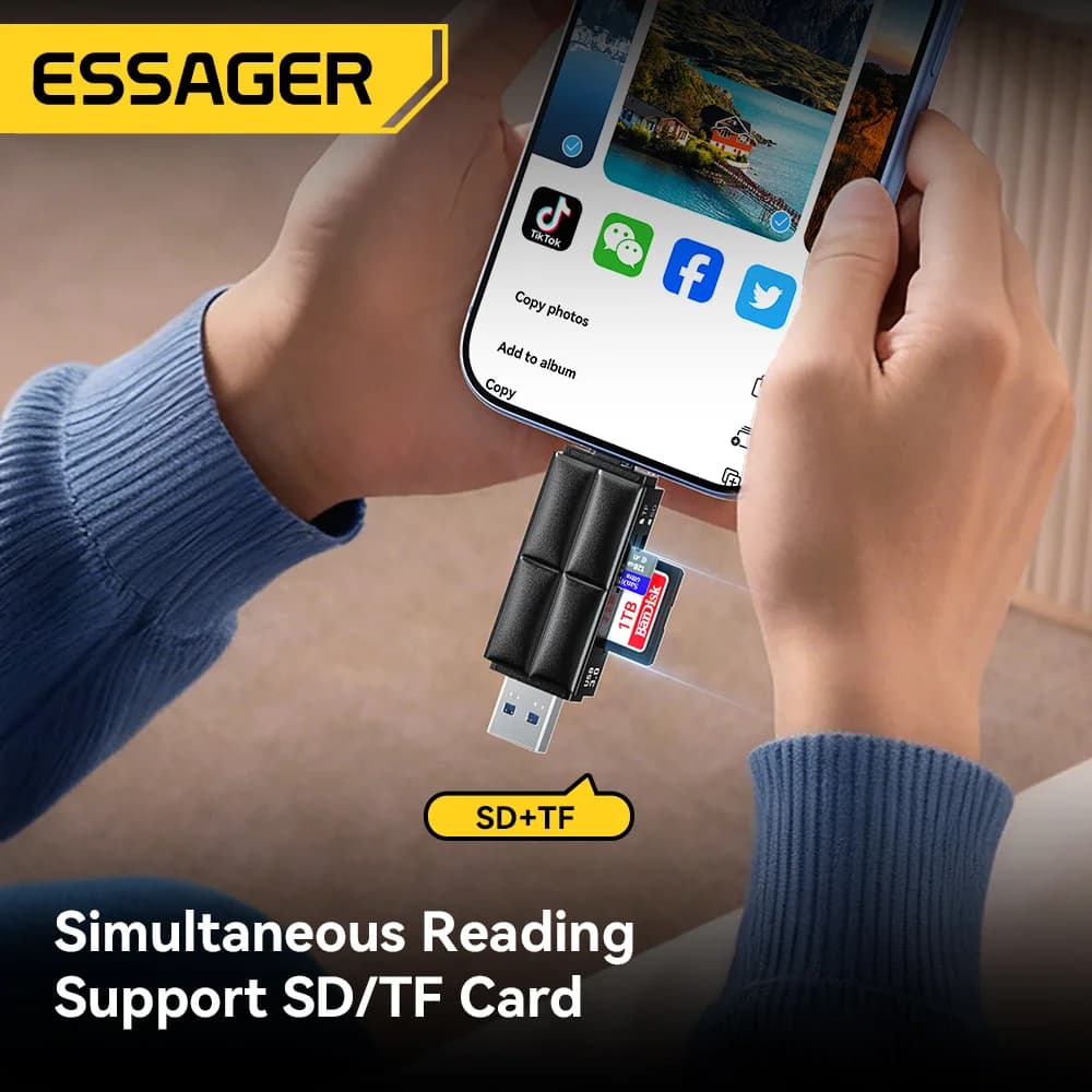 קורא כרטיסי SD/Micro SD עם חיבור USB 3.0 ו-Type-C