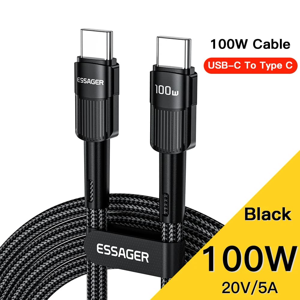 כבל טעינה מהירה USB-C ל-USB-C 100W אורך 3 מ'