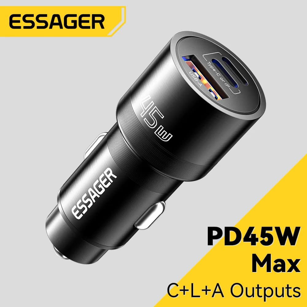 מטען רכב USB-C 45W עם PD ו-QC 3.0