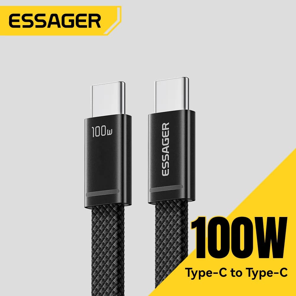 כבל טעינה מהירה דק USB-C ל-USB-C PD בהספק 100W