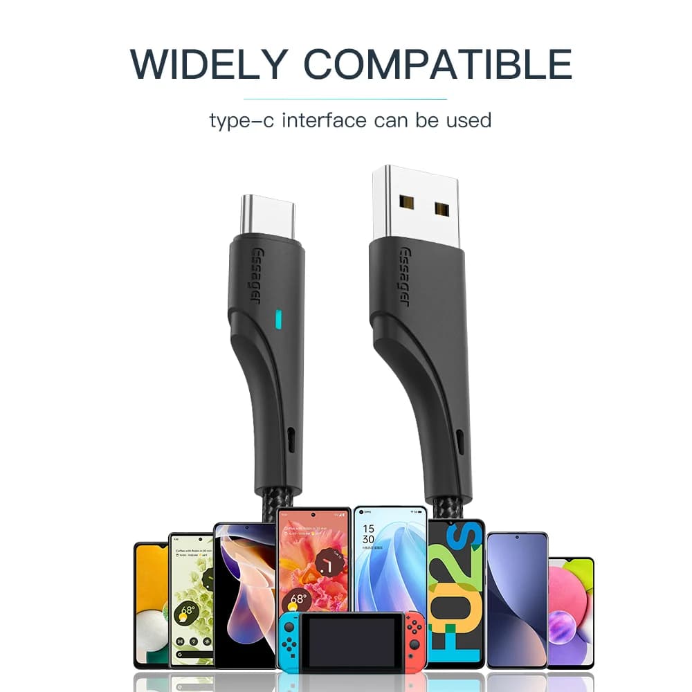 כבל נתונים וטעינה מהירה 3A USB-C