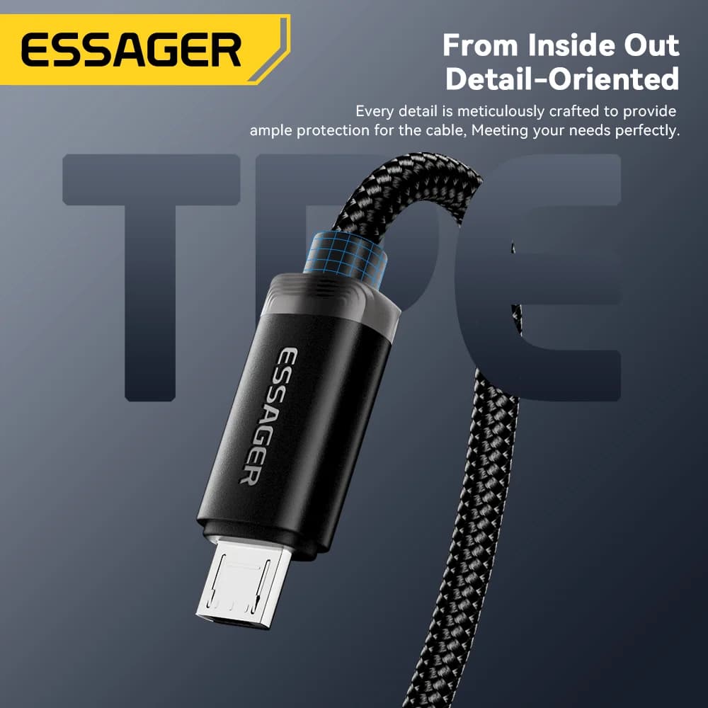 כבל טעינה מהירה 2-in-1 עם מחברי USB Type-C ו-Micro USB