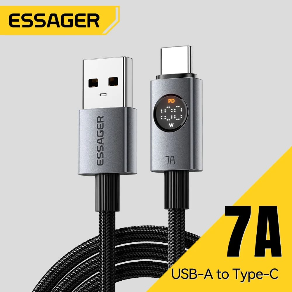 כבל USB-C חכם עם תצוגה דיגיטלית 7A 100W