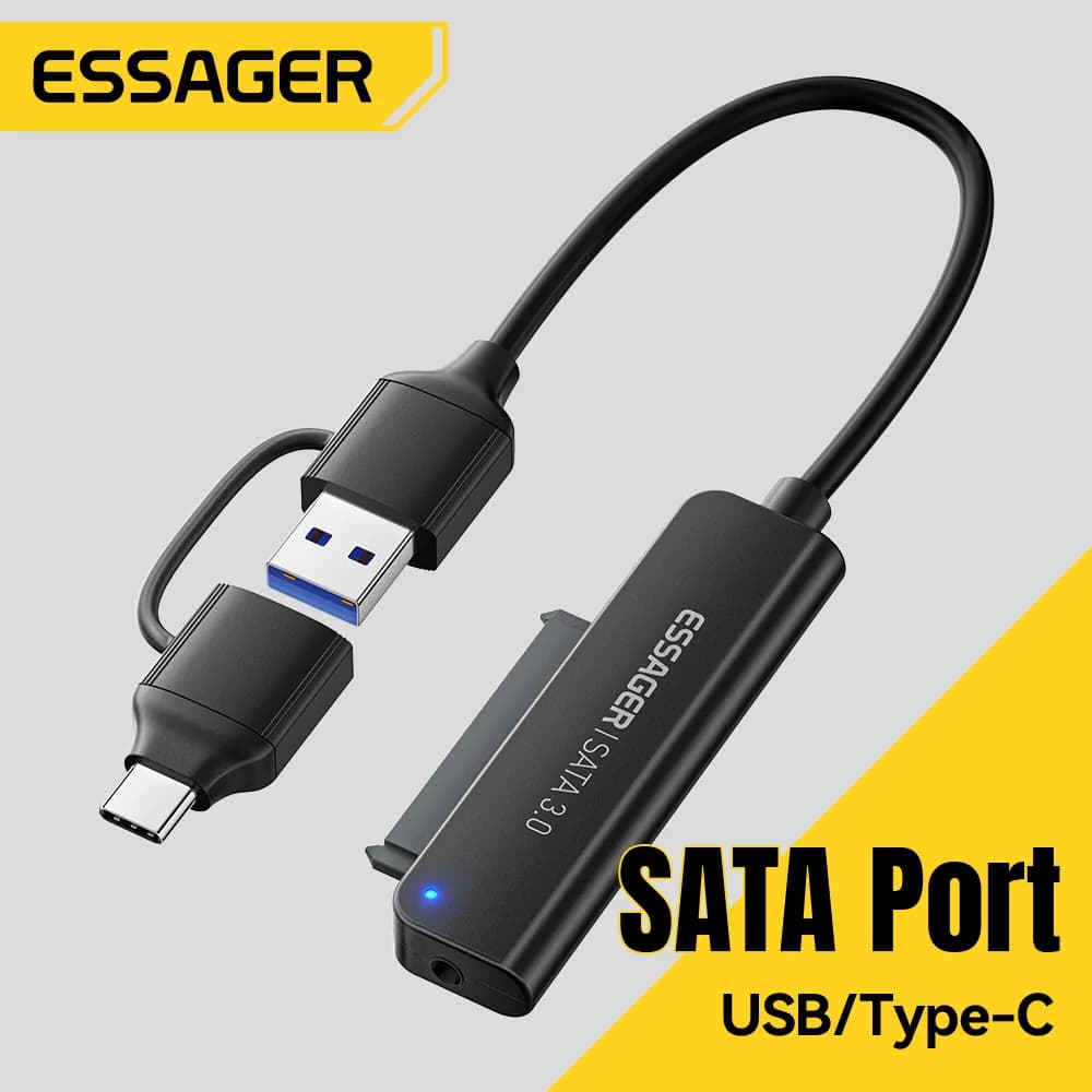 מתאם 2 ב-1 מ-SATA ל-USB 3.0/Type-C, 2.5"