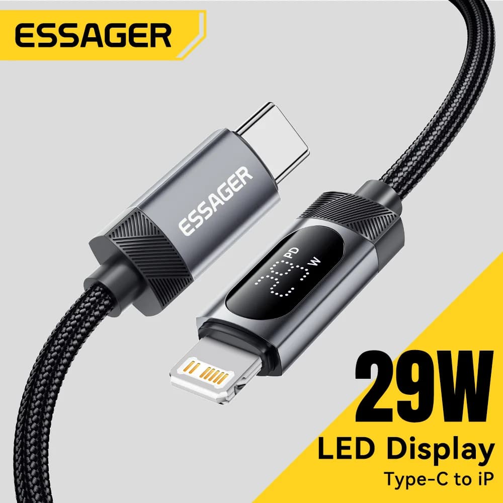 כבל USB-C ל-Lightning עם תצוגה דיגיטלית, 29W PD