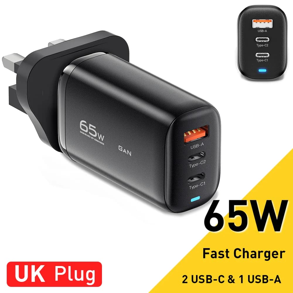 מטען נייד GaN USB-C 65W, PPS