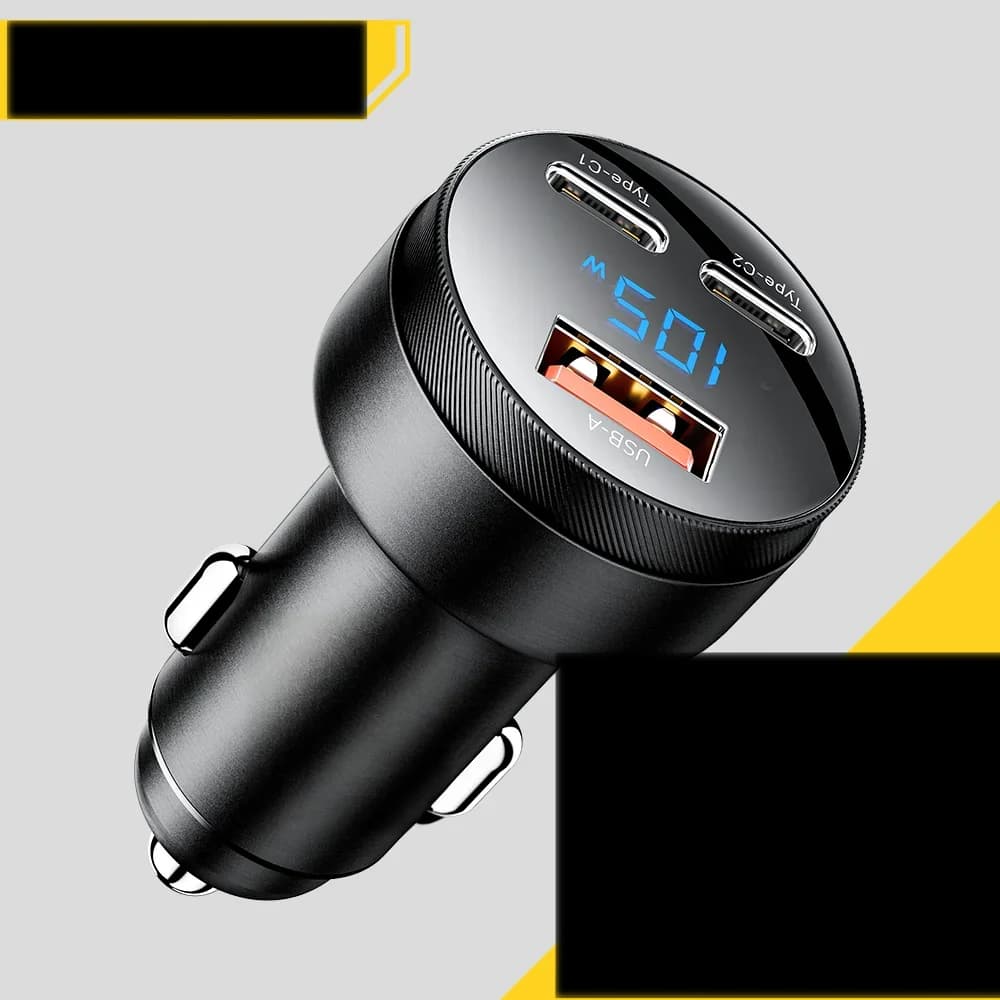מטען רכב USB 105W QC4.0 PD טעינה מהירה