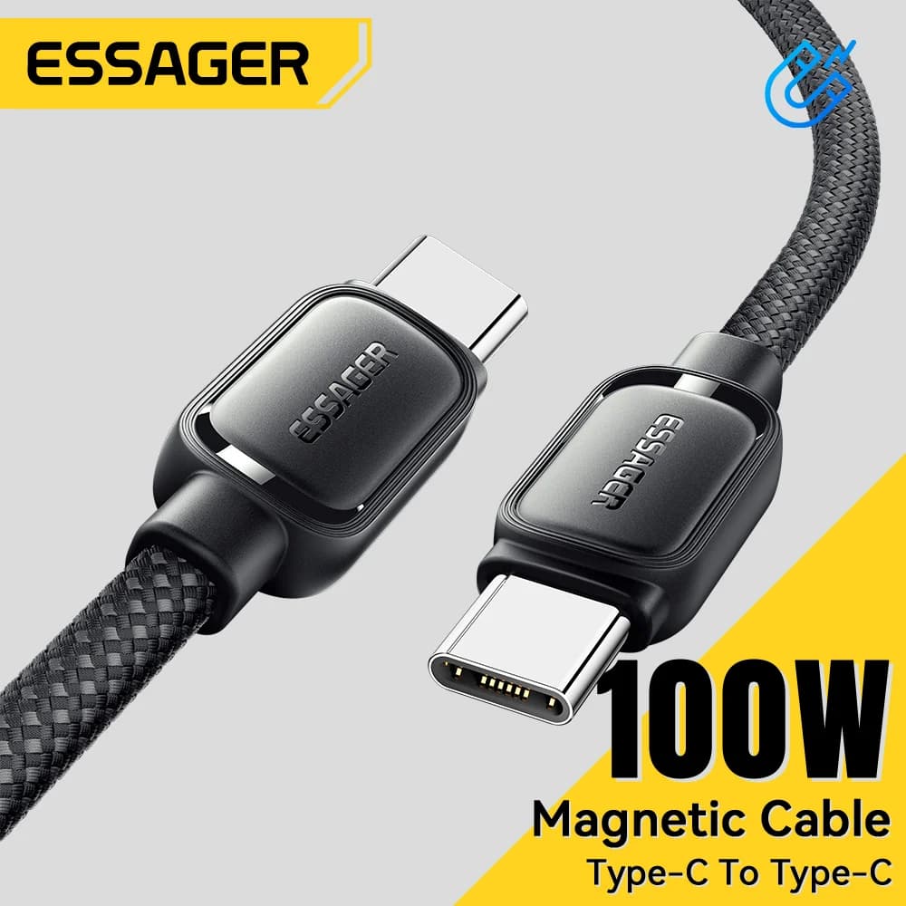כבל טעינה USB-C מגנטי נגד ליפוף 100W