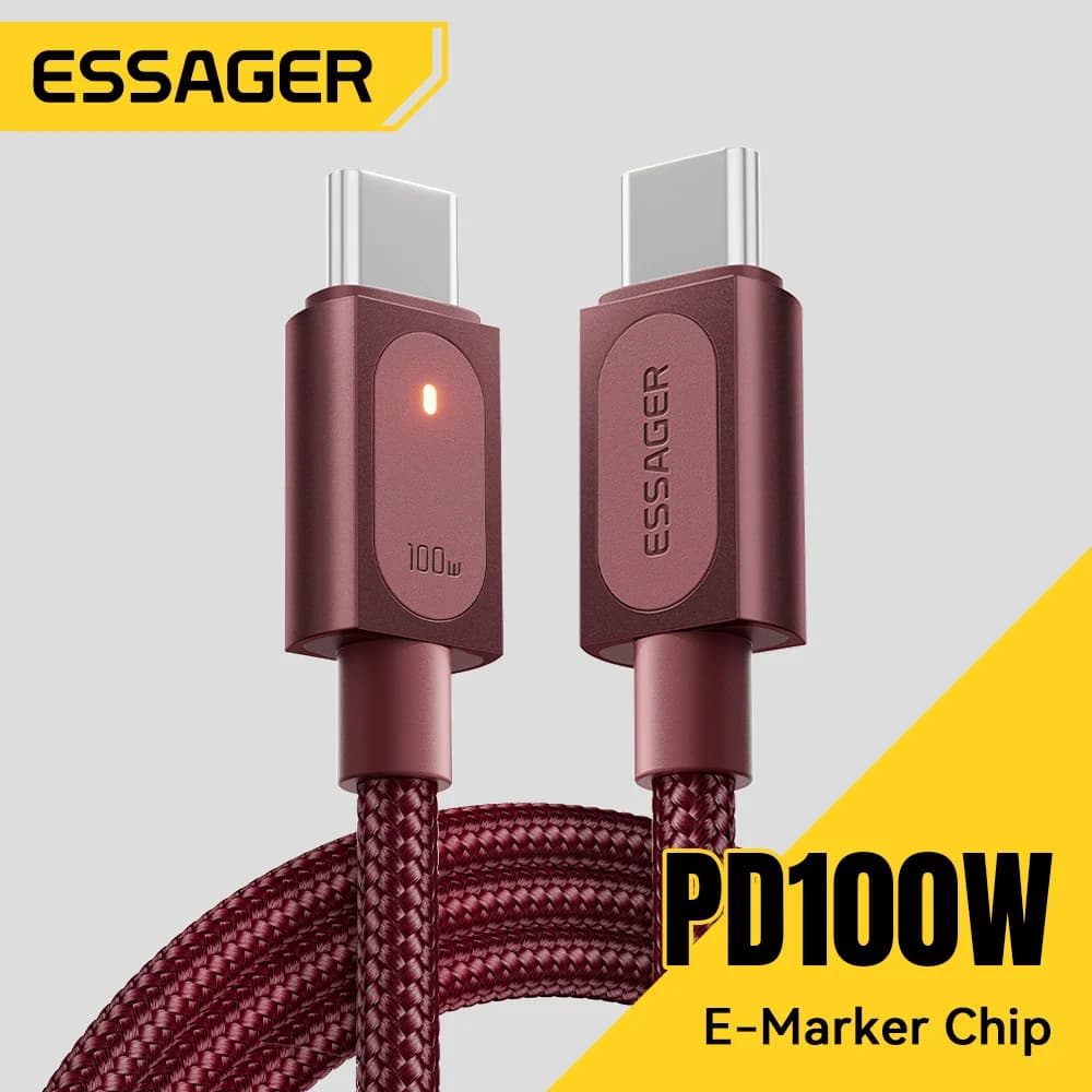 כבל טעינה מהירה USB-C ל-USB-C בהספק 100W