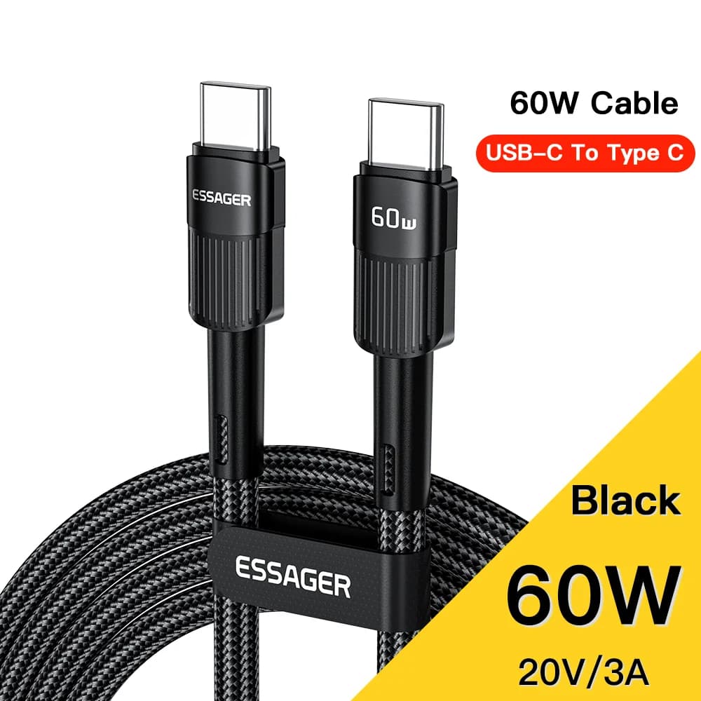 כבל טעינה מהירה USB-C ל-USB-C 100W אורך 3 מ'