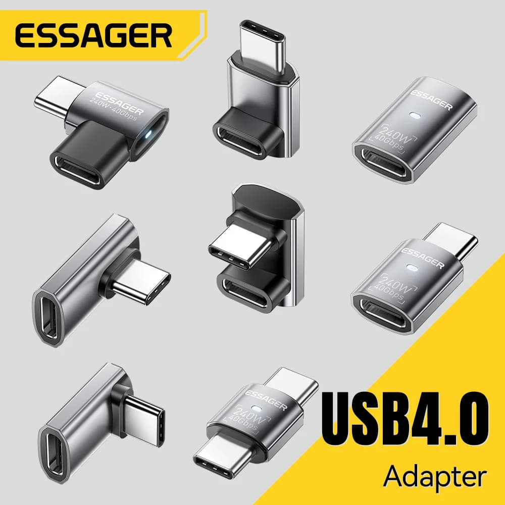 מתאם נתונים OTG USB4.0 240W בזווית 90 מעלות 8K