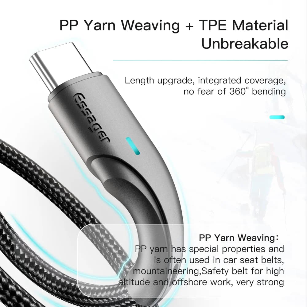 כבל נתונים וטעינה מהירה 3A USB-C