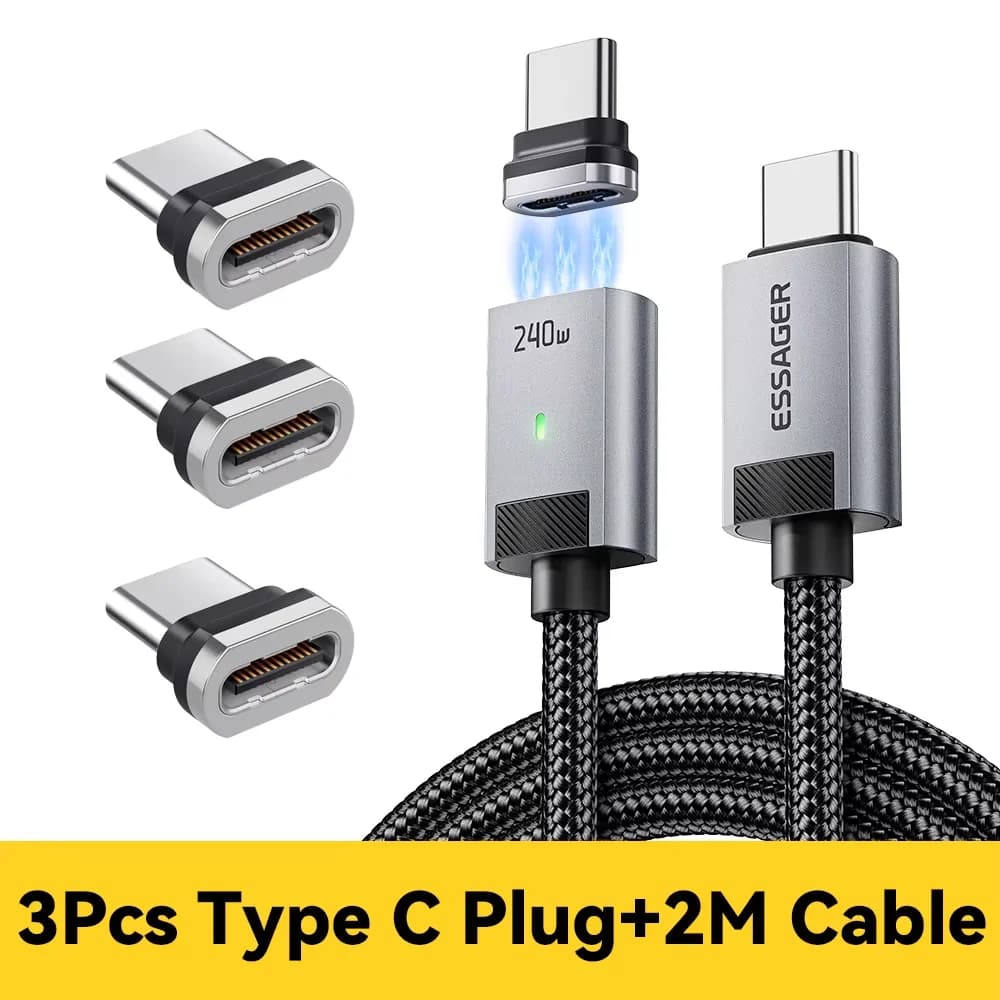 כבל טעינה מגנטי USB-C ל-USB-C 240W