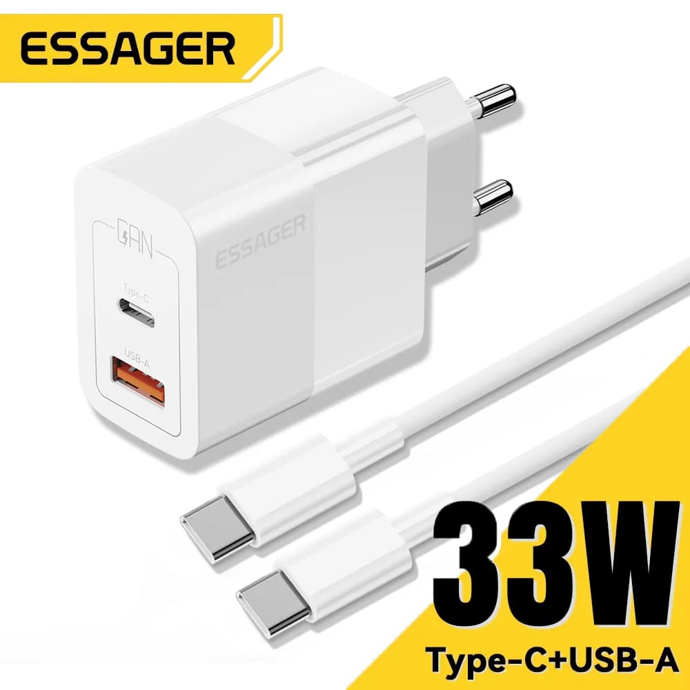 מטען קיר מיני USB-C 33W בעל שני חיבורים