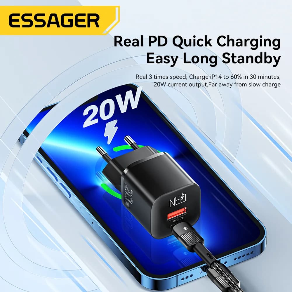 מטען מהיר GaN 20W USB-C PD