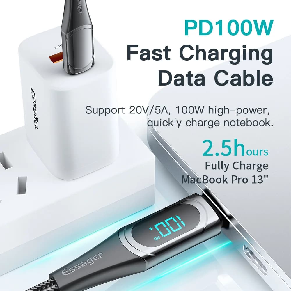 כבל USB-C ל-USB-C 100W, 2M