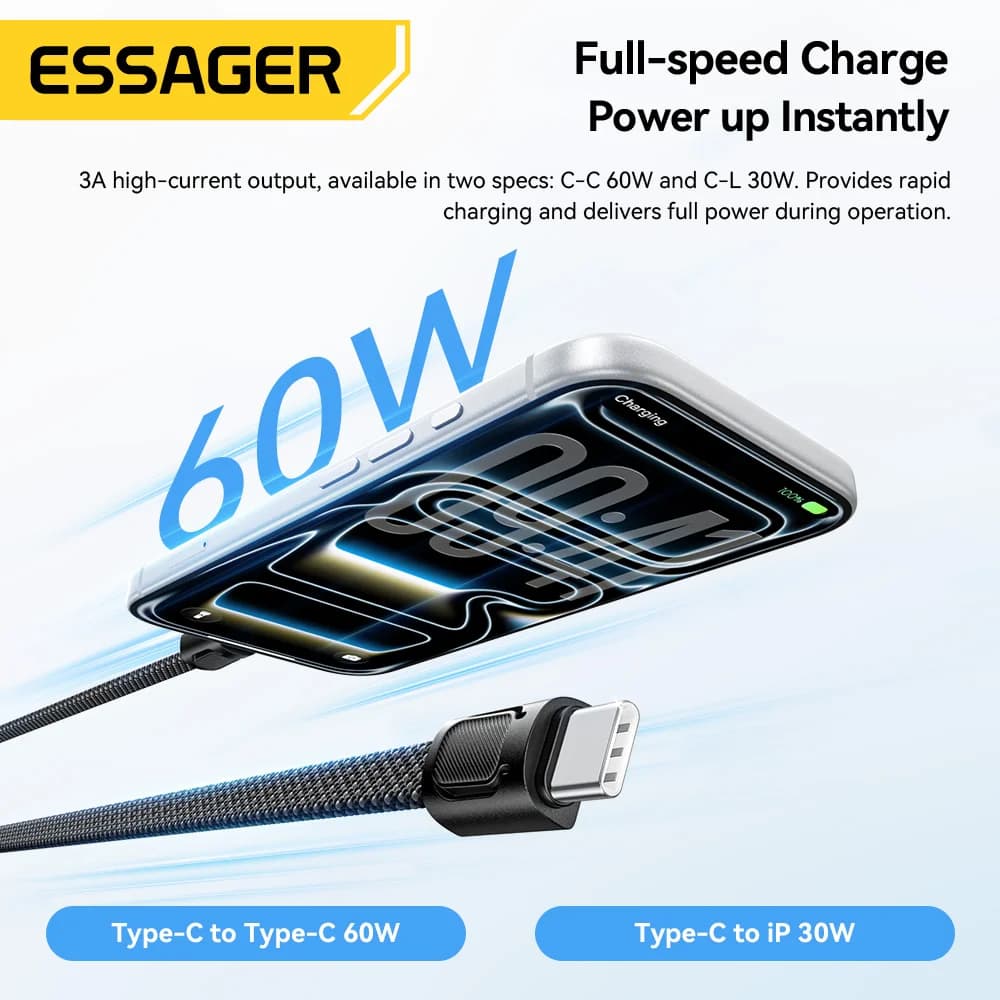 כבל רצועה לטעינה מהירה 60W מ-USB-C ל-Lightning