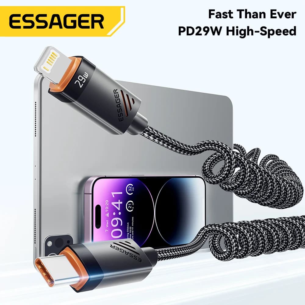כבל טעינה מהירה קפיצי מ-USB-C ל-Lightning