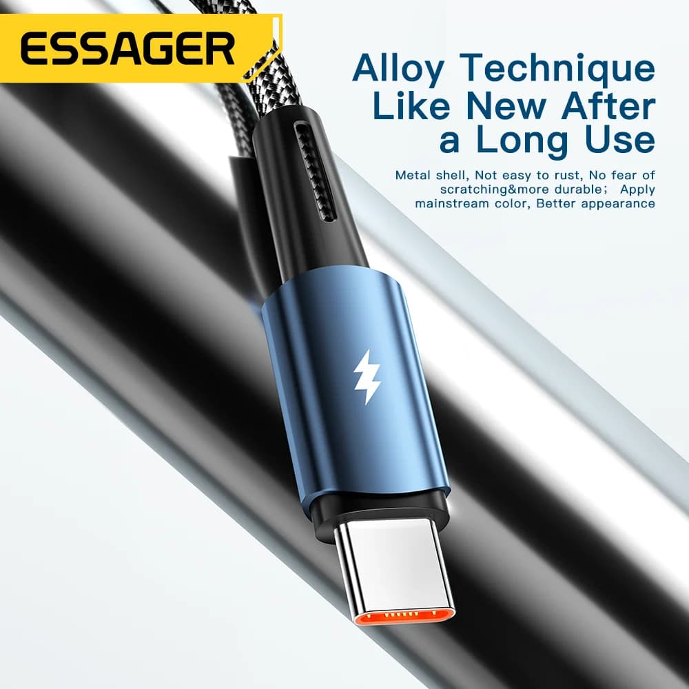 כבל טעינה מהירה USB-C 120W, 6A