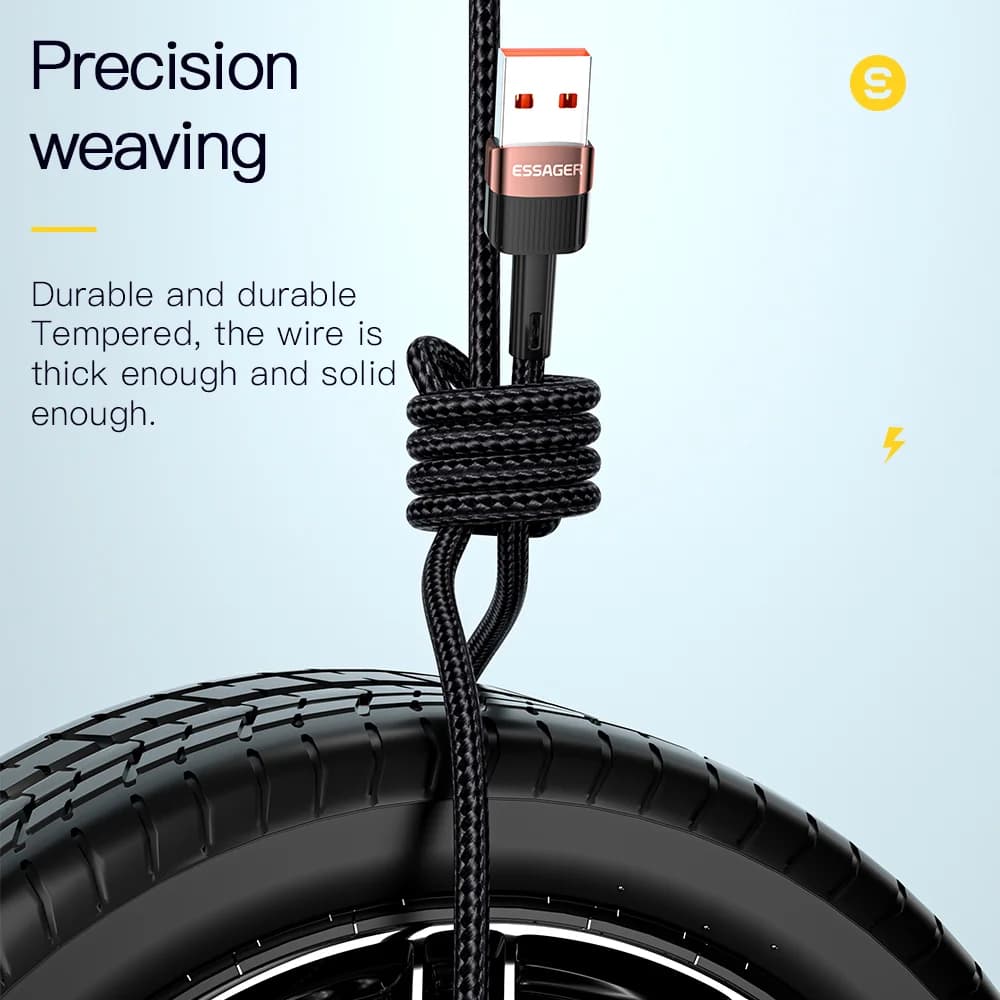 כבל טעינה מהירה והעברת נתונים USB-C 66W 7A