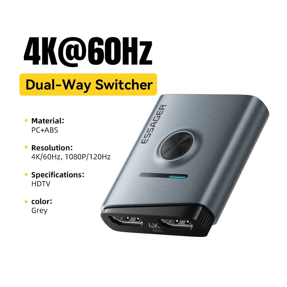 מפצל וממתג HDMI 4K 60Hz 2-ב-1
