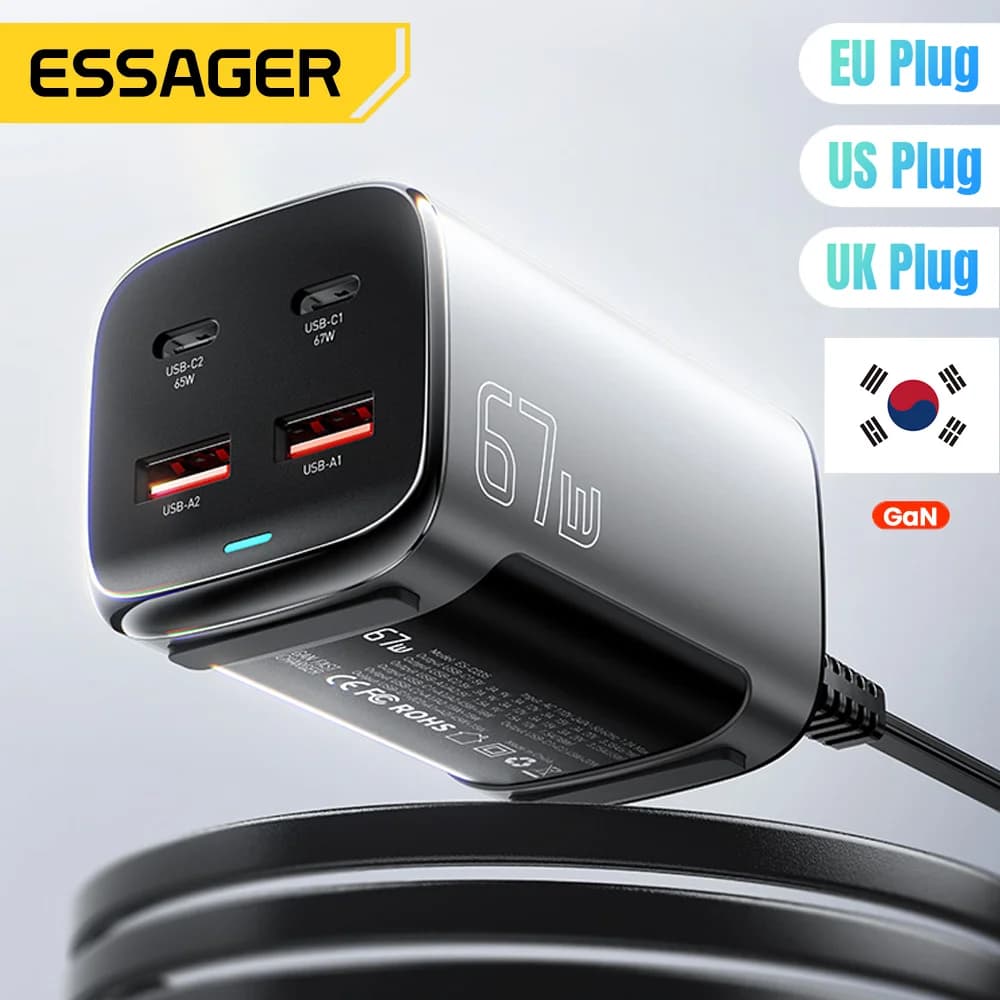 מטען שולחני מהיר GaN USB-C 67W