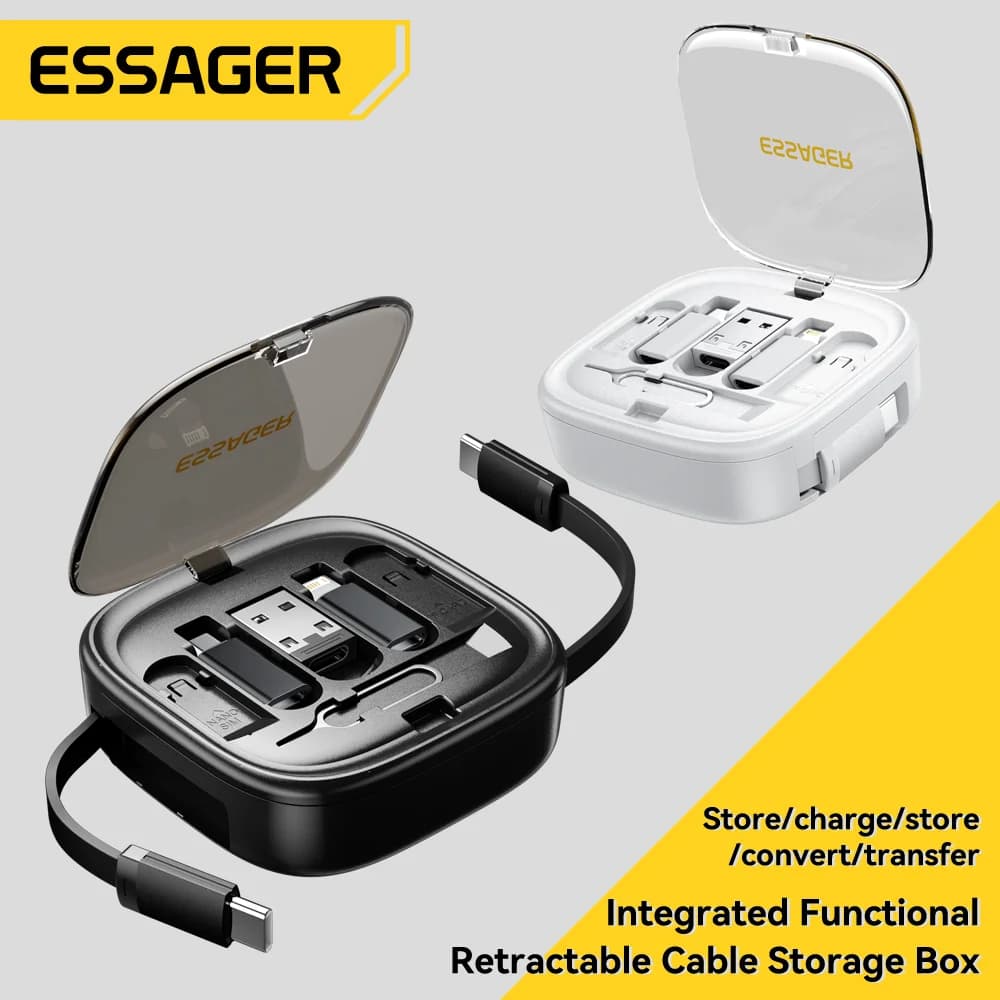 סט כבלים רב-תכליתי USB-C 60W עם אחסון סיכות