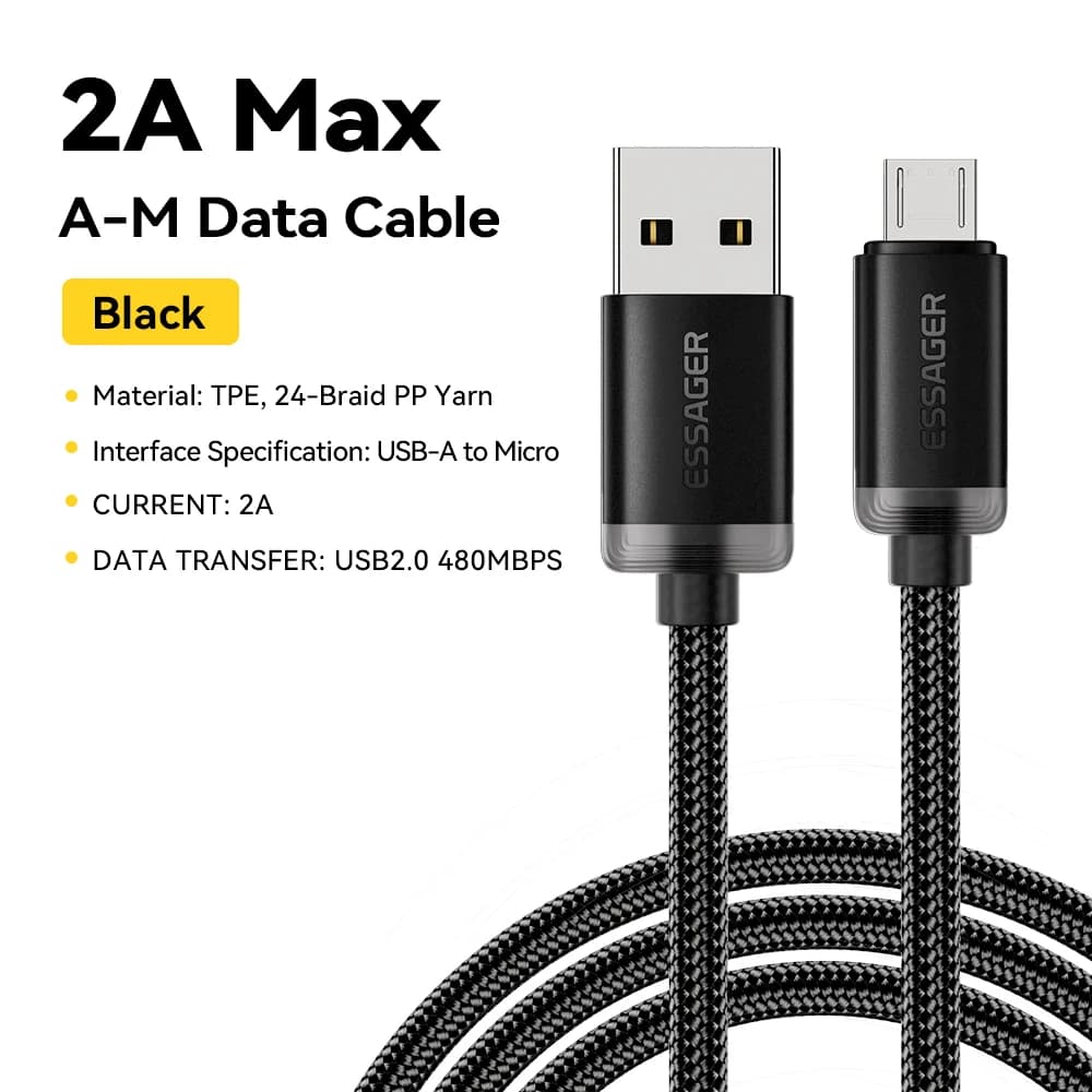 כבל נתונים Micro USB לטעינה מהירה 2A 3m