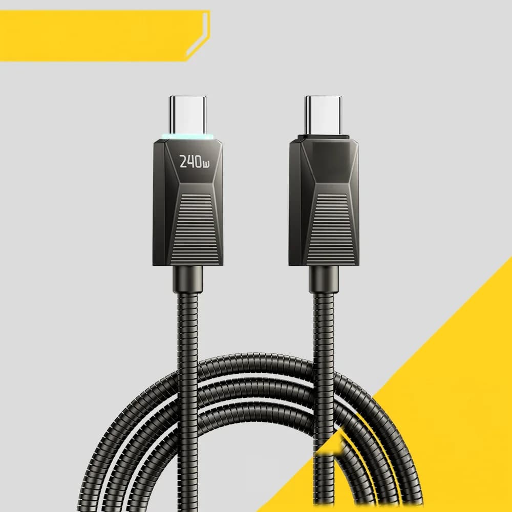 כבל טעינה מהירה USB-C נירוסטה 240W